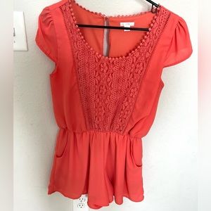 Xhiliration coral romper